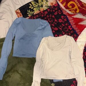 Women's Long Sleeve Tops - Blue and White